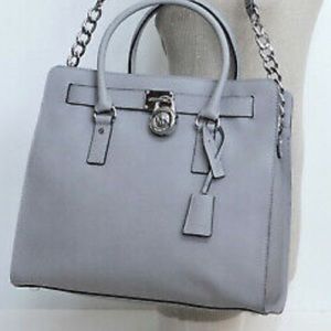 Authentic Michael Kors Hamilton & dust bag- grey with silver hardware.